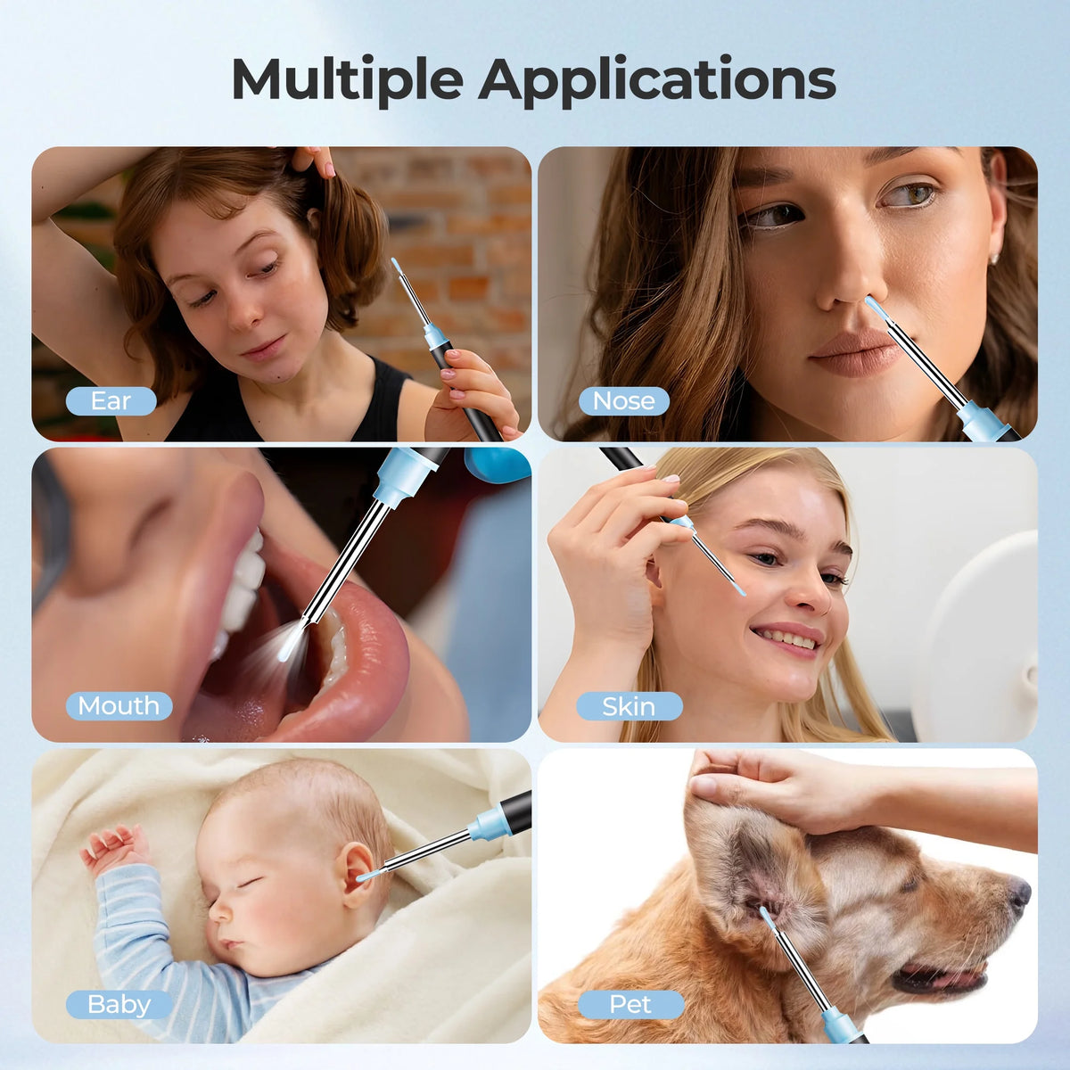 Suerbeaty Ear Wax Removal, Ear Cleaner with Camera, Earwax Remover Tool with LED Light, Ear Camera with 6 Ear Spoon, Earwax Removal Kit for Ear Cleaning